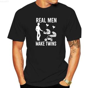 Camisetas Masculinas Engraçadas Real Men Make Twins T Shirts Graphic Algodão Streetwear Manga Curta Harajuku Pai Grávida Papai T-shirt Roupas Masculinas L230715