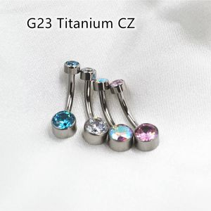 Zincirler Lot10pcs Vücut Jewelryg23 Titanyum CZ Güzel Akıllı Göbek Göbek Düğmesi Vücut Piercing 14gx10x4/6mm Göbek Eğrisi Barbells Belly Halkaları