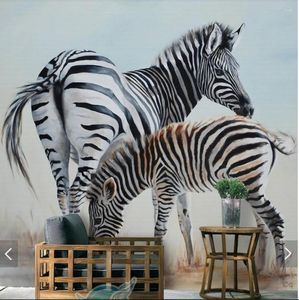 Обои на обоях Zebra Animal Wallpaper Шеточная стереостенная бумага для гостиной для гостиной домашний декор Пятна Po 3D фрески