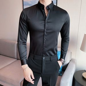Erkekler s tişörtler artı 5xl m İngiliz tarzı katı uzun kollu gömlek erkekler giyim basit ince fit iş rahat kimya homme resmi aşınma 230715