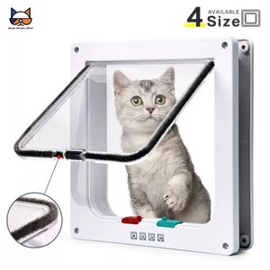 Other Dog Supplies Cat Flap Door with 4 Way Security Lock Controllable Switch Transparent ABS Plastic Gate Puppy Kitten Safety in out Pet Doors Kit 230715