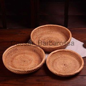 Storage Baskets Rattan household Storage Basket Fruit Tea Snack Bread Basket Handwoven Food Plate hotel tray towel basket storage special x0715 x0715