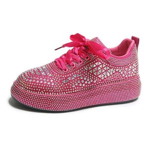 Sonbahar deri kadın ayakkabılar yeni stil moda pembe platform ayakkabıları ins platformları spor ayakkabılar tide shining rhinestone ayakkabıları