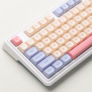 Keyboards 132 Keys Marshmallow XDA Keycaps For Mechanical Keyboard Dye Sublimation PBT Keycap Pink Purple Yellow Key Caps XDA Profile 230715