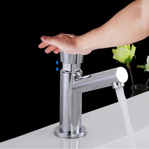Banyo Lavabo Muslukları Havza Musluk Zaman Gecikmesi Touch Press Soğuk Su Musluk Head Tuvalet Ölçer Pirinç