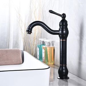 Rubinetti per lavabo da bagno Rubinetto per lavabo in ottone antico Vaso tipo alto Rotazione montata su piattaforma Beccuccio lungo Rubinetto miscelatore freddo per lavabo