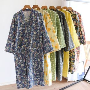 Kadın pijama Japon tarzı pamuklu bornoz kimono kadın yaz geleneksel yukata samuray tarzı ev elbisesi hırka