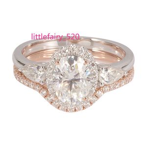 Подвесные ожерелья Оптовая цена ювелирные изделия 10K/14K/18K Solid Real Gold 2ct/3CT D VVS Розовая овальная обручальное обручальное кольцо с бриллиантами для женщин