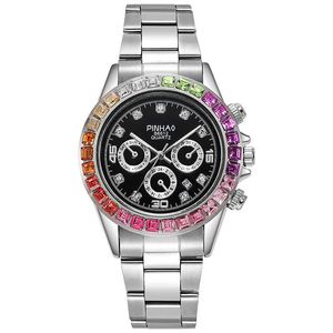 Il mercato leader mondiale degli orologi R olax Nuovo orologio sportivo da uomo alla moda con diamanti colorati cinturino in acciaio intarsiato calendario al quarzo con confezione regaloO7QU