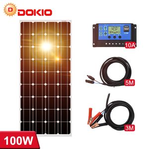 Другая электроника Dokio 18V 100W 200 Вт 400 Вт Жесткая водонепроницаемая солнечная панель -контроллер для домашнего заряда 12 В.