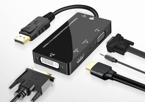 Displayport Erkek - DVI HDMI VGA Audio Dişi Adaptör DP - HDMI Uyumlu Ekran Bağlantı Noktası PC Projektör TV Monitörü için VGA Kablo Dönüştürücüsü