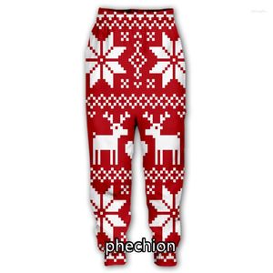 Calça Masculina Phechion Masculina/Feminina Padrão de Natal Impressa em 3D Moda Casual Masculina Calças Longas Esportivas Soltas F301