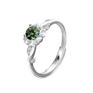 anéis de designer anel de amor feminino anel de diamante anéis de designer para mulher # 6 925 prata esterlina GIRASSOL Moissanite anel de noivado dia dos namorados presentes de namoradas