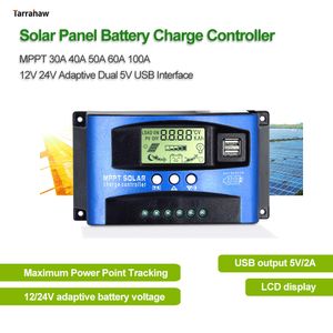 Батареи MPPT Солнечный контроллер заряда PWM 100A 60A 50A 40A 30A 30A Povoltaic Power Riguater Auto 12 В/24 В 24 В двойной USB LCD нагрузки сброс 230715