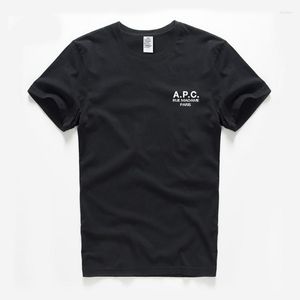 Мужские футболки в Корейском стиле APC, модная брендовая одежда, летние хлопковые футболки с короткими рукавами и буквенным принтом, повседневный топ с круглым вырезом, женская уличная одежда