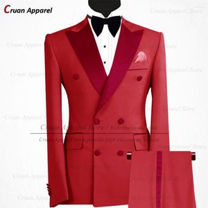 Erkekler Moda Gri Erkekler için Moda Grisi İnce Fit Resmi Çift Breaded Homecoming Düğün Takım Blazer Pantolon 2 Parça Lüks Erkek Smokin Seti