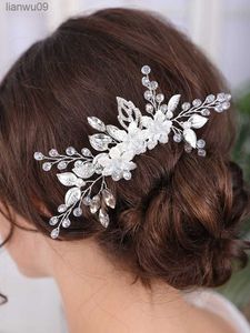 Trendy Gümüş Çiçek Gelin Başlık Rhinestone başlıkları Romantik Kadın Saç Süsleri Tiara Düğün Aksesuarları Saç L230704