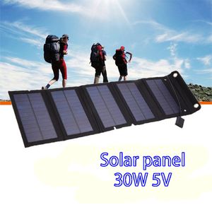 Батареи Солнечные элементы 30 Вт Povoltaic Panels USB Система зарядных устройств батарея v 5 В портативная гибкая складная энергия SunPower Camping Set 230715