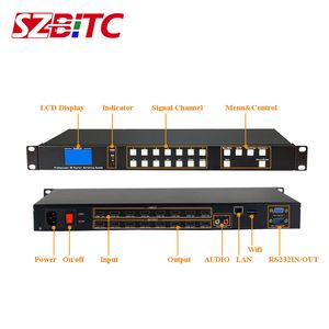 Projektörler SZBITC 4K 8X8 Matrix 3840x2160 30Hz Switcher 8 In TCPIP RS232 Kontrol HDTV Monitörü 230727 Uzaktan kumanda