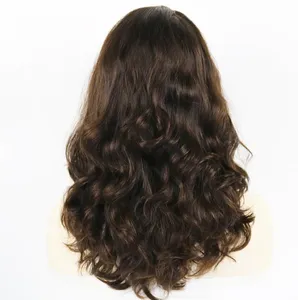 22 дюйма 100% настоящий европейский девственник человеческие волосы коричневый цвет 4# 130% Плотность свободная волна еврейская парик для белой женщины быстро экспресс.