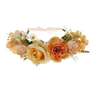 Düğün Saç Takıları El Yapımı Sahte Kumaş Çiçek Başlığı Bandı Ayarlanabilir Çelenk Band 230718