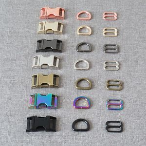 Men's Metal Buckle Set 15mm/20mm/25mm - Durable Slider D Ring Release for Pet Collar, Paracord Sewing Accessory, Belt Clasps