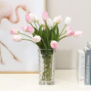 Dekoratif Çiçekler 3pcs Lale Yapay Gerçek Touch Buket Düğün Malzemeleri için Sahte Dekorasyon Ev Dekoru Sevgililer