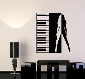 Наклейки на стенах красивые девочки персонаж фортепиано музыкальное украшение искусства домашняя мода наклейки38