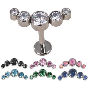 Navel Bell Button Rings G23 ear studs Cartilage Earrings 5 CZ Stone Labret Ring Stud Helix Cartilage Piercing Labret Lip Stud Piercing Jewellry 230717