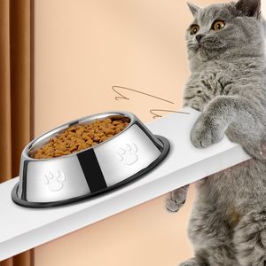 Питомец поставляется с нержавеющей сталью кошачья еда питомецная чаша для кошачья чаша оптом для домашних животных набор для собачьей чаши для собак с лапами и резиновой основой