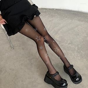 Kadın SOCKS RHINESTONE STAR BAŞLI BEYAZ KÜÇÜK BEYAZ Japon tarzı uyluk yüksek çorap taytlar lolita tatlı kızlar naylon vücut çorap