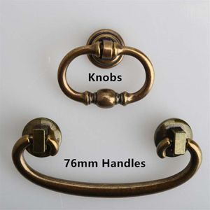 76mm Dresser Sap Knobs Bronz Çekmece Dolabı Çekiyor 3 Antik Pirinç Damla Halkaları Vintage Mobilya Kulpları Knob284y