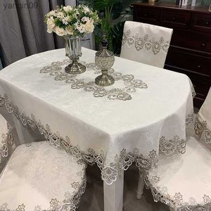 Oval Table Cloth Embroidered Fold Tea Table Europe Dining Table Cover Tablecloth Table Splicing Lace Art Dust Cover Chair Cover L230626