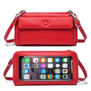 Женщины сумки мягкий кожаный кошелек сенсорный экран мобильный телефон кошелек Mini OneShoulder Crossbody дешевая женская сумка для монет для девочек кошельки