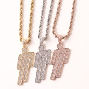 Charms High Quality Hip Hop Twist Chain Plating black Brass With Zircon Tilted Head Pendant Men Women necklace 230718