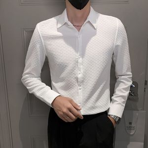 Erkek Tişörtler Erkekler Sonbahar Baskılı Sosyal Ofis Uzun Kollu Gömlek Yüksek Kaliteli Sinim