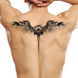 Половина спины татуировки временные мальчики Menfake Tattoo Angel Wing Swing для женщин на теле на груди Art Hotwife Водонепроницаемая наклейка Tatoo