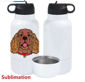 32 oz süblimasyon köpek su şişesi büyük 32 oz yalıtılmış su şişesi ile seyahat köpek su kasesi gıda kase köpek seyahat su şişesi taşınabilir köpek kase