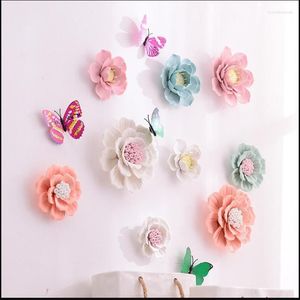 Duvar Çıkartmaları Modern Seramik Sahte Çiçek Asma El Sanatları Dekorasyon Ev Oturma Odası Duvar Süsleri El Sundurma 3D Sticker Art