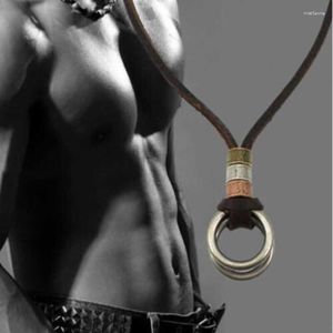 Подвесные ожерелья винтажные мужские ожерелье с двойным кожа
