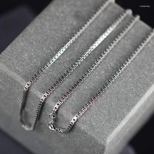 Zincirler 2mm genişlik gerçek S925 STERLING Gümüş Çift Kutu Kombinasyonu Zarif Squrare Zincir Kolye Erkek Kadın Unisex Jewerly