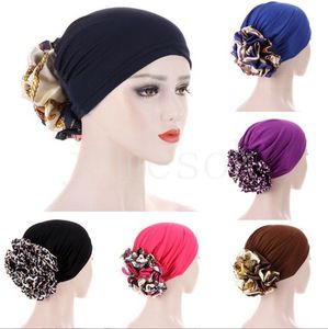 Grande Fiore Turbante Cofano Per Le Donne Musulmane Sotto Hijab Caps di Colore Solido Islamico Interno Hijab Headwrap Chemio Cap DE611