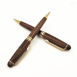 Yaratıcı Lüks Manuel Ceviz Beyaz Kalemi Kalem 0.5mm Siyah Mürekkep Doğal Renk İşletme Ofis Okulu için Hediye Olarak Ahşap
