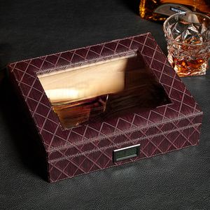 Портативная кедровая деревянная сигара Humidor Box Top Top Glass Cigar
