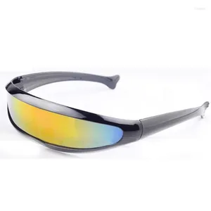 Güneş Gözlüğü Lazer gözlükler UV400 Kişilik Aynalı Lens Kostüm Gözlük Gözlükleri Erkek Kadın Renkli Tek Parça 2023