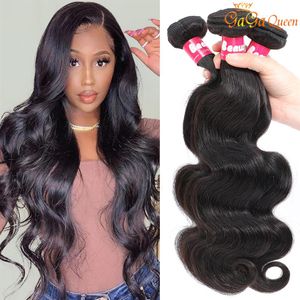 Gaga Queen 9A Indian Body Wave Virgin Human Hair Extensions 3 Bundles Unprocessed Brazilian Peruvian Indian Virgin Remy Hair Deals318Z