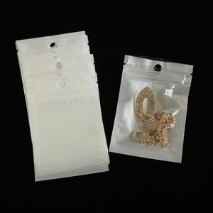 Clear + Beyaz İnci Plastik Poli OPP Paketleme Çantası Fermuarı fermuar Kiliti Perakende Paketleri PVC Torba Mücevher Gıda Kılıfı Birçok Boyut Mevcut