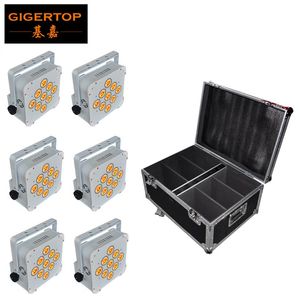 Tiptop 9x18W 6in1 RGBWA UV Pil Kablosuz LED Parlak Beyaz Siyah Demir Muhafaza İsteğe Bağlı Şarj Yol Kılıfı Paketleme2440