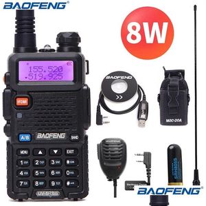 Walkie Talkie Baofeng Uv-5R 8W High Powerf 10Km Vhf / Uhf Long Range Radio bidirezionale Cb Ham Portable Pofung Uv5R Per caccia 210817 Drop Dhzh3