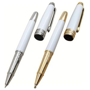 Yamalang 163 Metal mini silindir top kalemleri ve altın gümüş süslemeli kalem metal yazma malzemeleri ile beyaz seramik doku Hediye246m